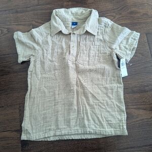 Old Navy Tan Cream Muslin Shirt Boys Size 5T